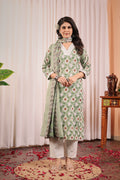 ANVERI TEXTILE COTTON V NECK THREE FOURTH SLEEVE THREE PIECE