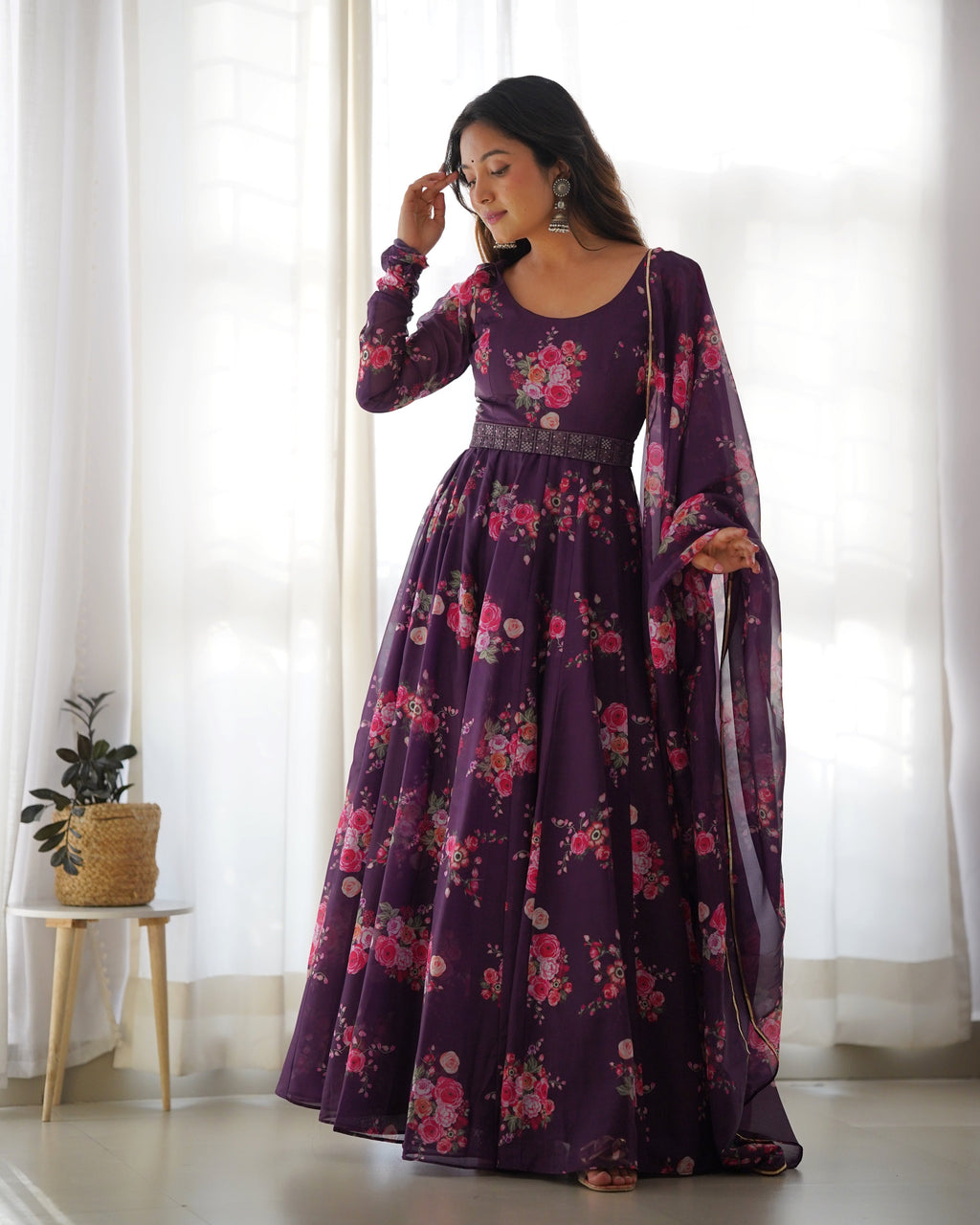 Pure Soft Organza Gown Set With Huge Flair & Dupatta