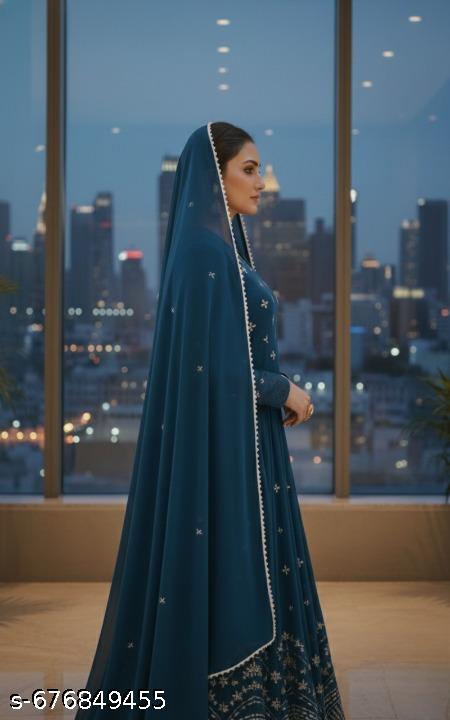 Anveri King Women Embroidered Anarkali Gown with Dupatta | Party Wear Long Dress | Festival