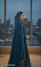 Anveri King Women Embroidered Anarkali Gown with Dupatta | Party Wear Long Dress | Festival