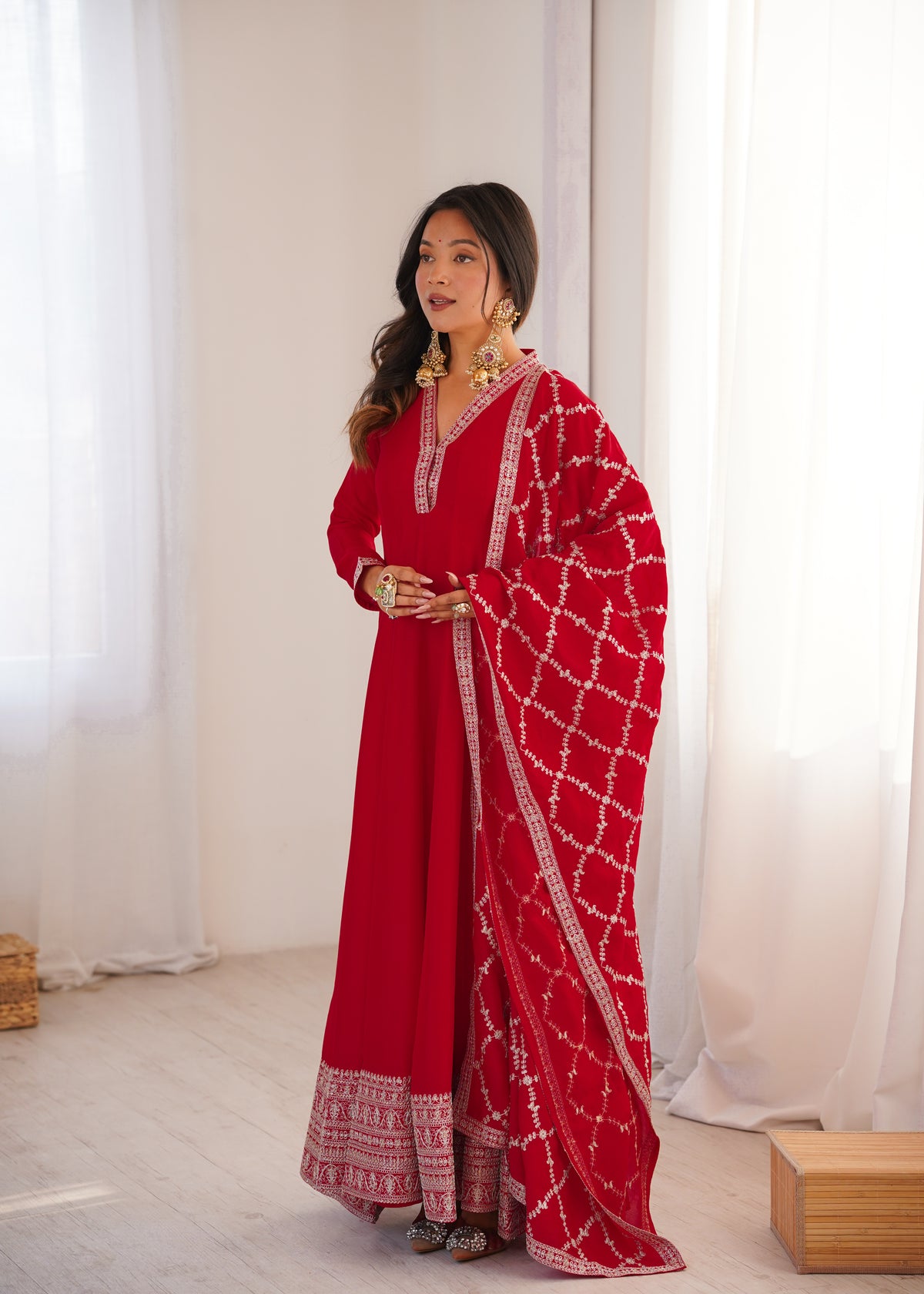 Women’s Elegant Anarkali Kurta Set with Embroidered Dupatta | Traditional Ethnic Suit for Festive & Wedding Wear