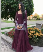 Anveri Women Kurta Palazzo Set with Dupatta | Embroidered Party Wear Ethnic Suit