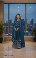 Anveri King Women Embroidered Anarkali Gown with Dupatta | Party Wear Long Dress | Festival