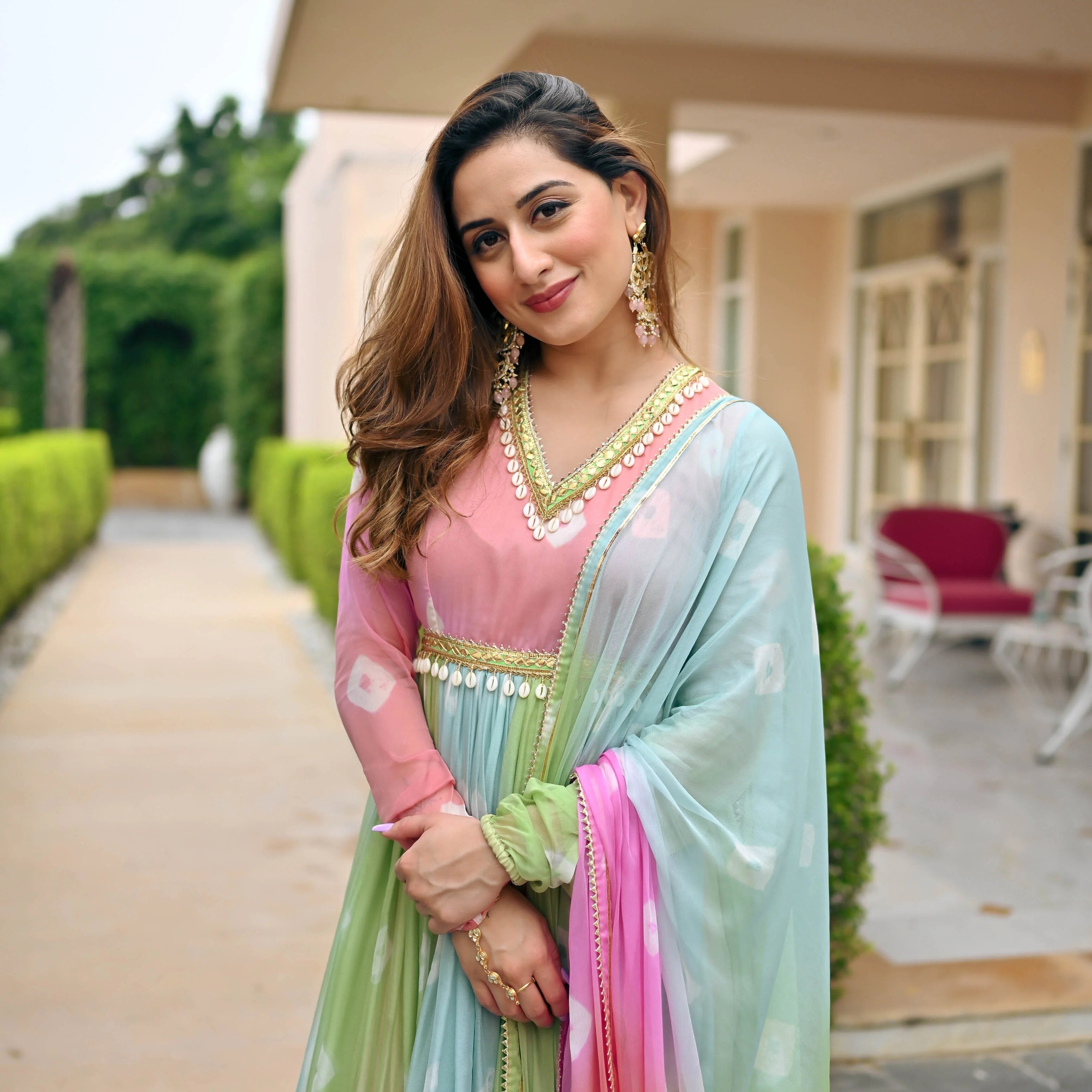 Graceful Multicolor Pastel Anarkali Ensemble