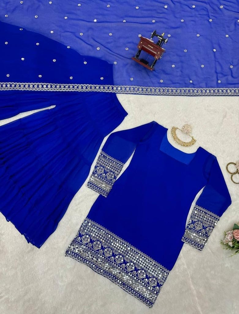 Anveri Women Kurta Palazzo Set with Dupatta | Embroidered Party Wear Ethnic Suit