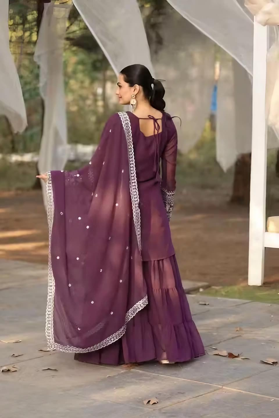 Anveri Women Kurta Palazzo Set with Dupatta | Embroidered Party Wear Ethnic Suit