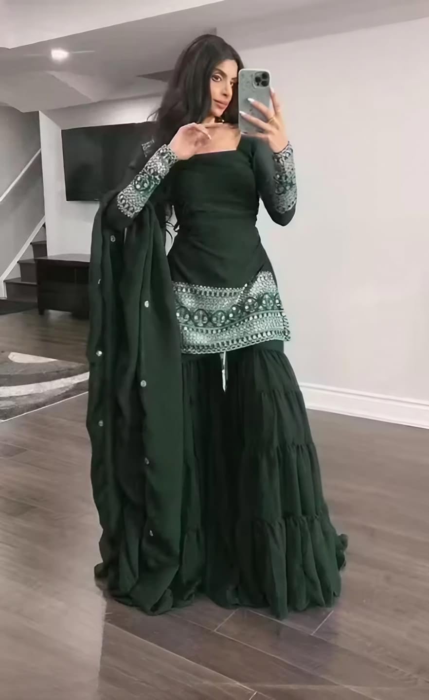 Women Kurta Palazzo Set with Dupatta | Embroidered Party Wear Ethnic Suit