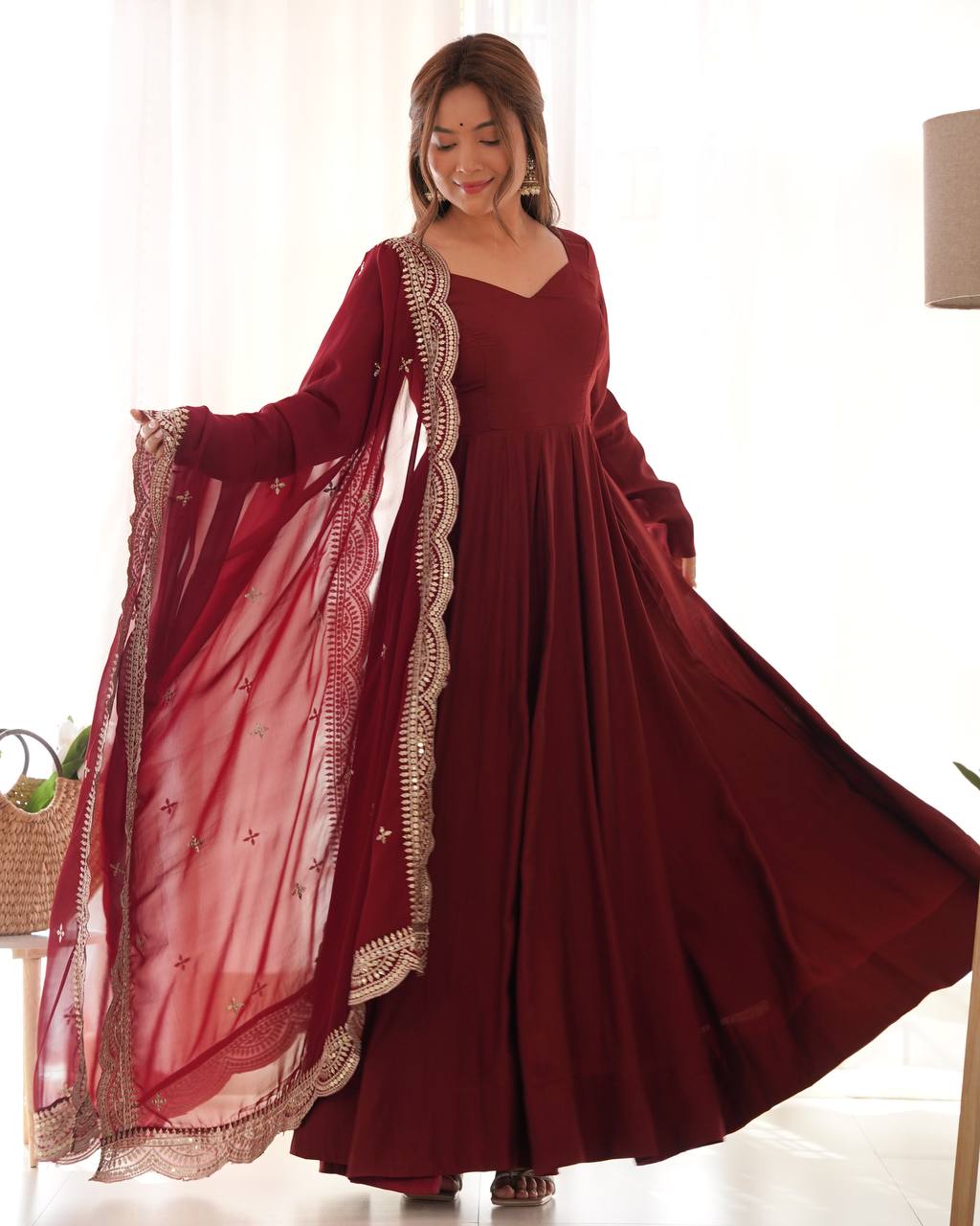 Women’s Embroidered Anarkali Kurta Set with Dupatta | Elegant Flared Ethnic Wear for Festive, Wedding & Party Occasions