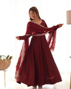 Women’s Embroidered Anarkali Kurta Set with Dupatta | Elegant Flared Ethnic Wear for Festive, Wedding & Party Occasions