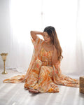 ANVERI TEXTILES  Women Floral Printed Crop Top & Palazzo Set with Cape | Stylish Co-Ord Set for Casual & Festive Wear