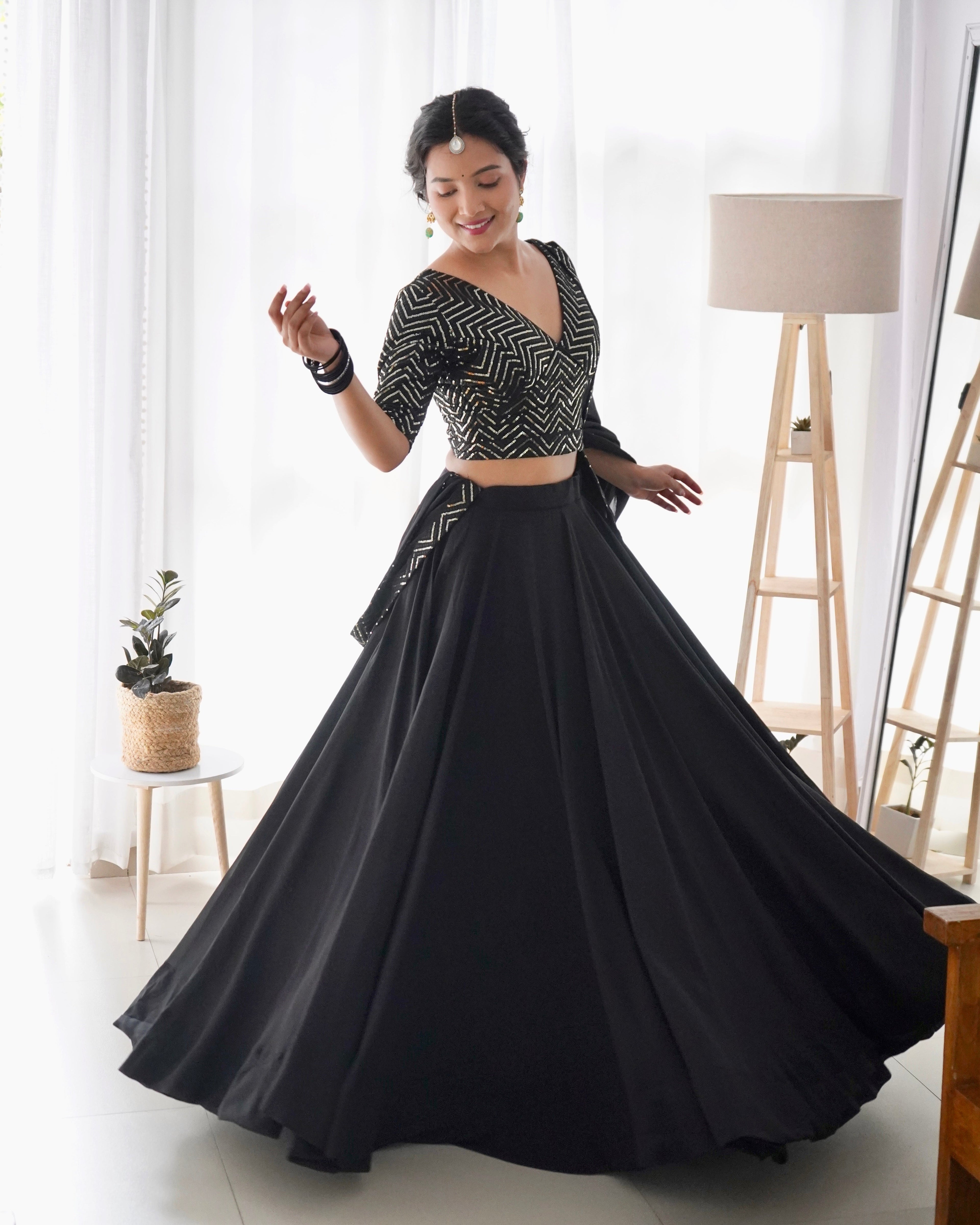 Pure Soft Fox Georgette Fabric Lehenga Set With Huge Flair & Dupatta