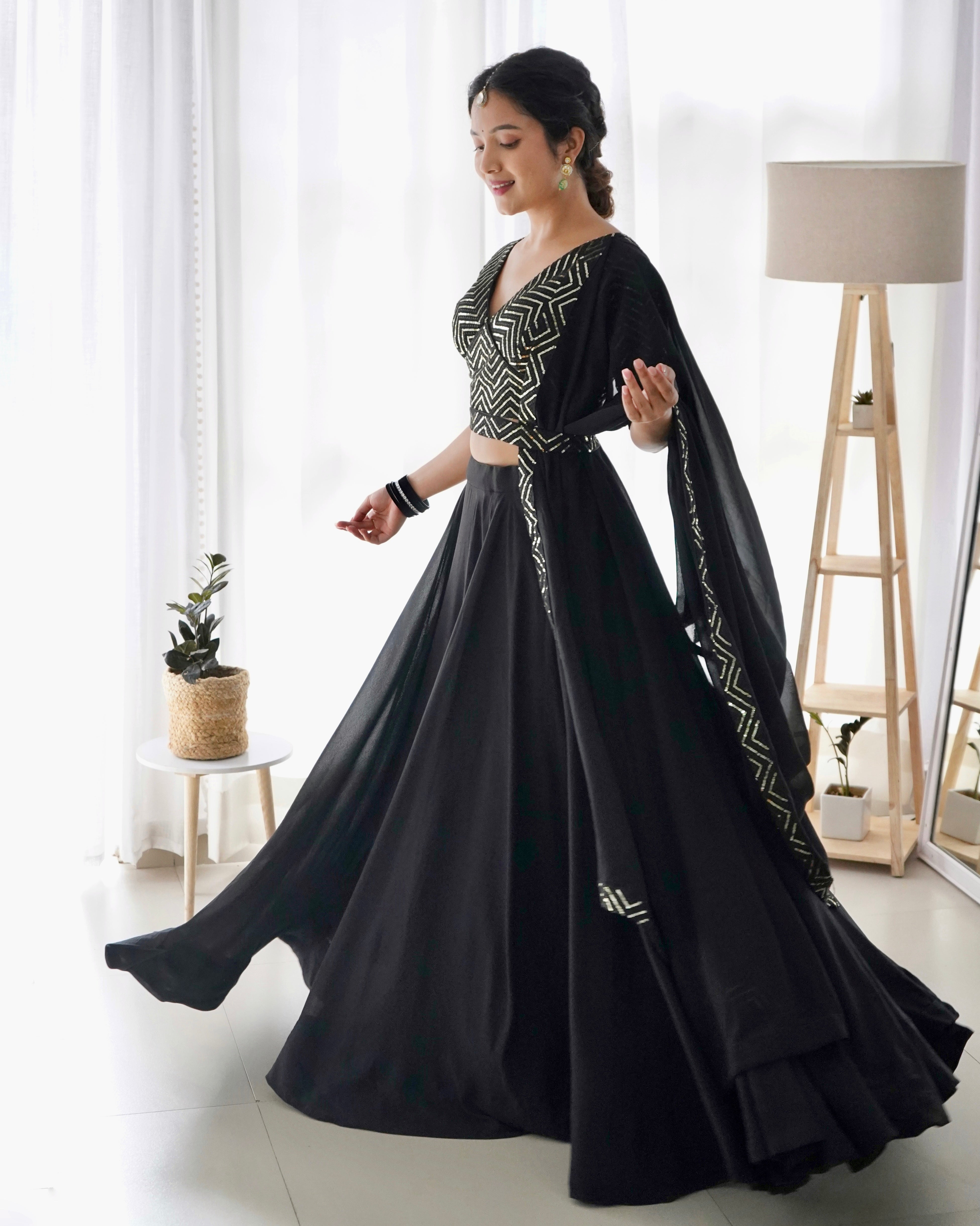 Pure Soft Fox Georgette Fabric Lehenga Set With Huge Flair & Dupatta