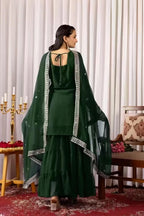 Women Kurta Palazzo Set with Dupatta | Embroidered Party Wear Ethnic Suit