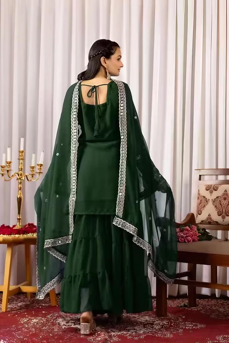 Women Kurta Palazzo Set with Dupatta | Embroidered Party Wear Ethnic Suit
