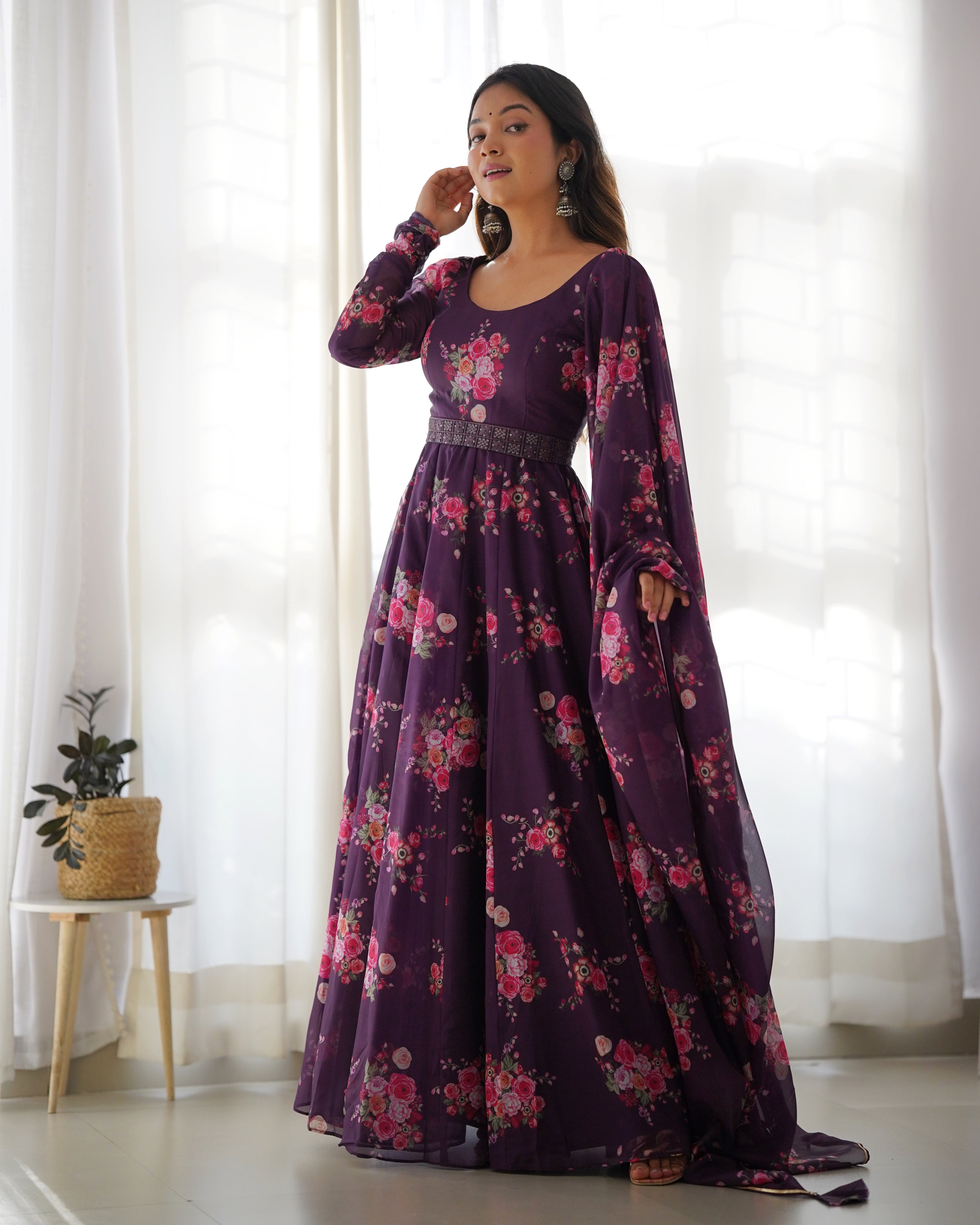 Pure Soft Organza Gown Set With Huge Flair & Dupatta