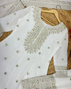Royal White Embellished Sharara Set with Dupatta