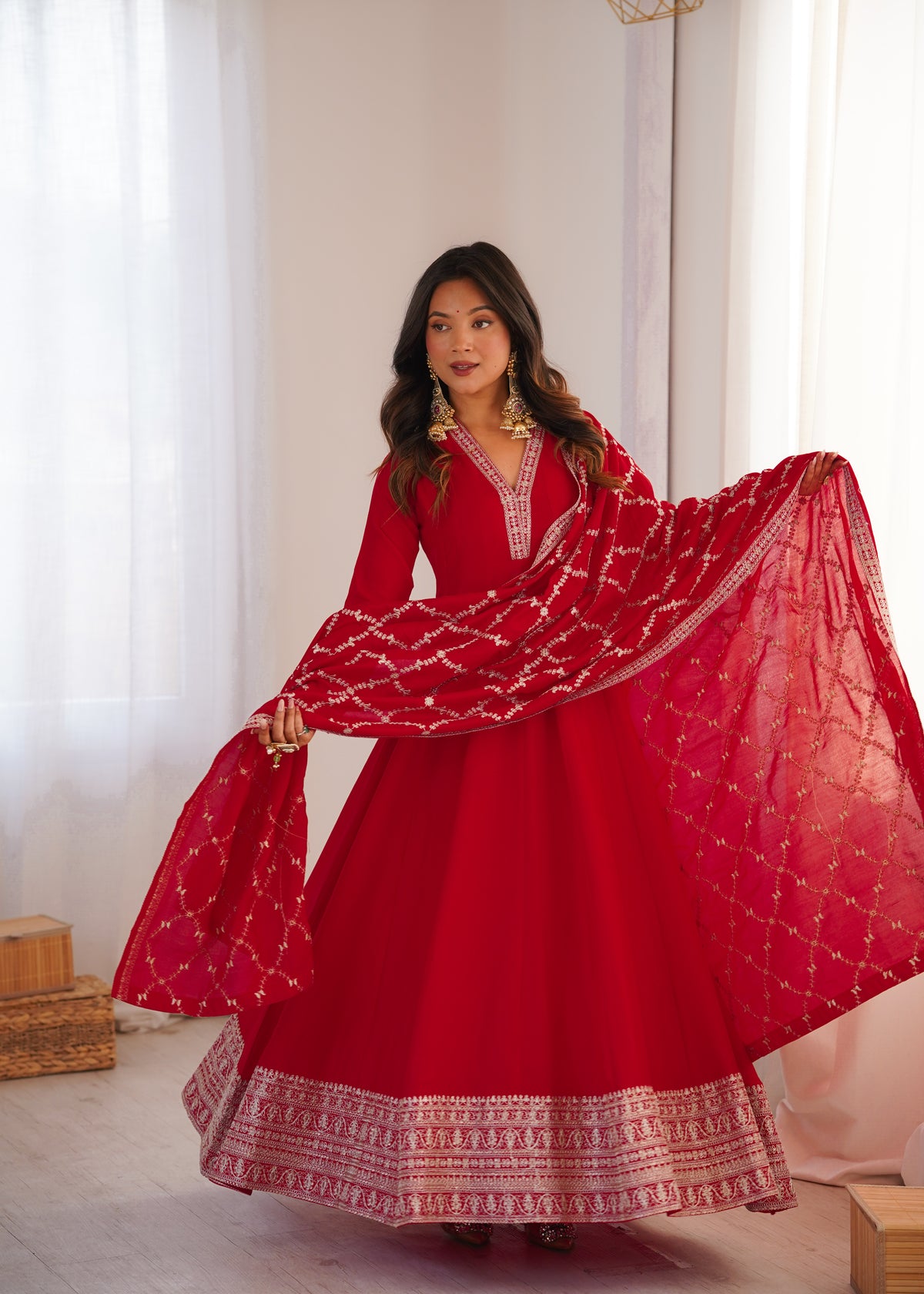 Women’s Elegant Anarkali Kurta Set with Embroidered Dupatta | Traditional Ethnic Suit for Festive & Wedding Wear