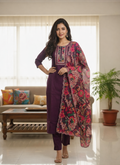 Women Kurta Set with Floral Printed Dupatta | Straight Kurta Pant Set | Embroidered Ethnic Wear for Women | Festive & Casual Suit Set