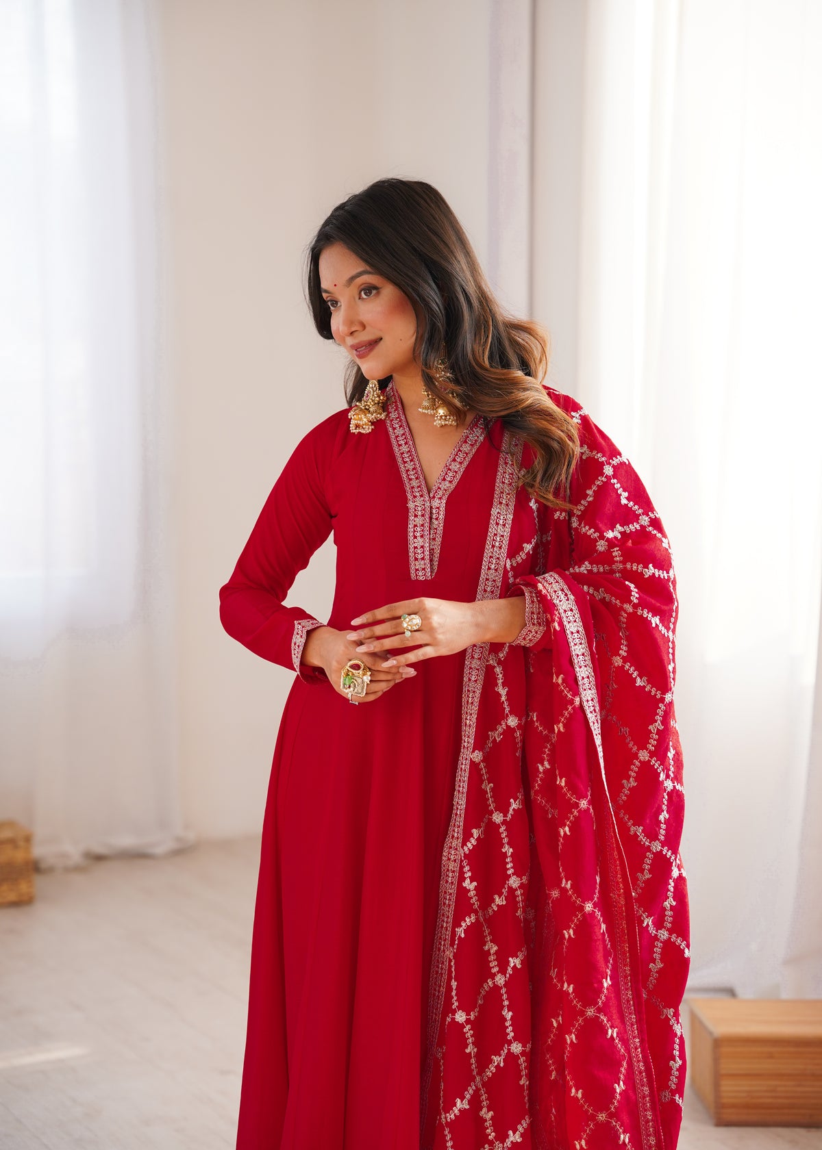 Women’s Elegant Anarkali Kurta Set with Embroidered Dupatta | Traditional Ethnic Suit for Festive & Wedding Wear