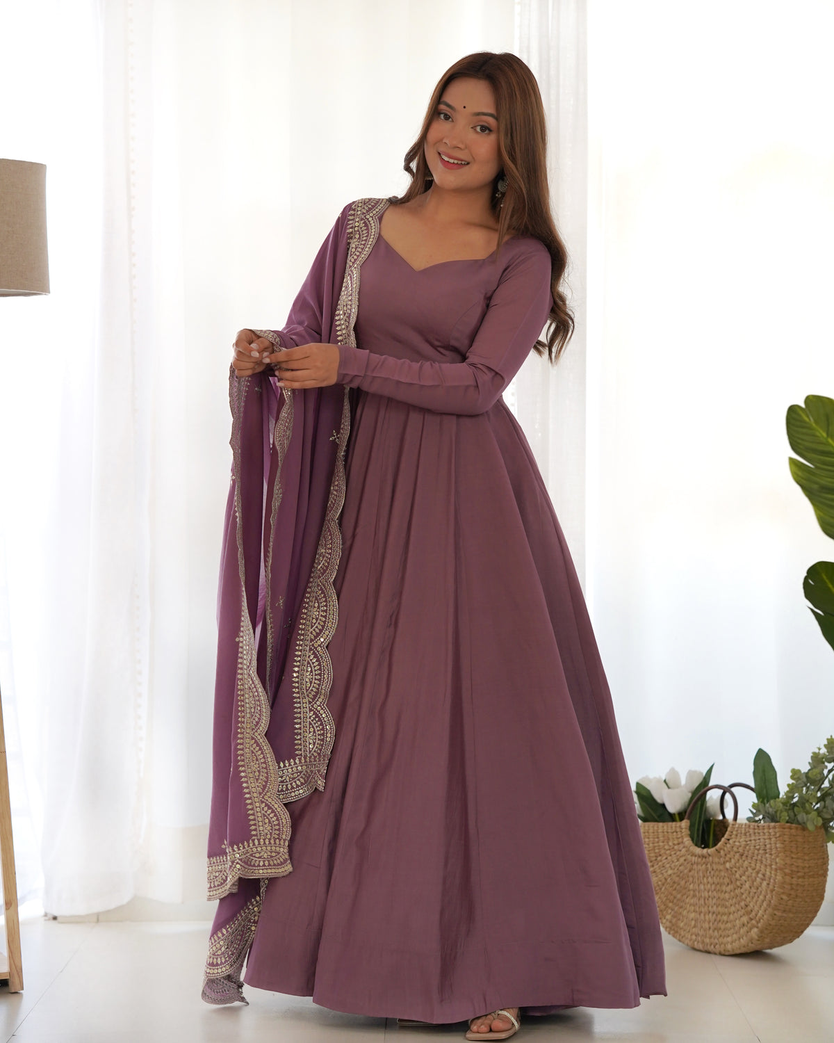 ANVERI TEXTILES Women’s Embroidered Anarkali Kurta Set with Dupatta | Elegant Ethnic Wear for Festive & Wedding Occasions