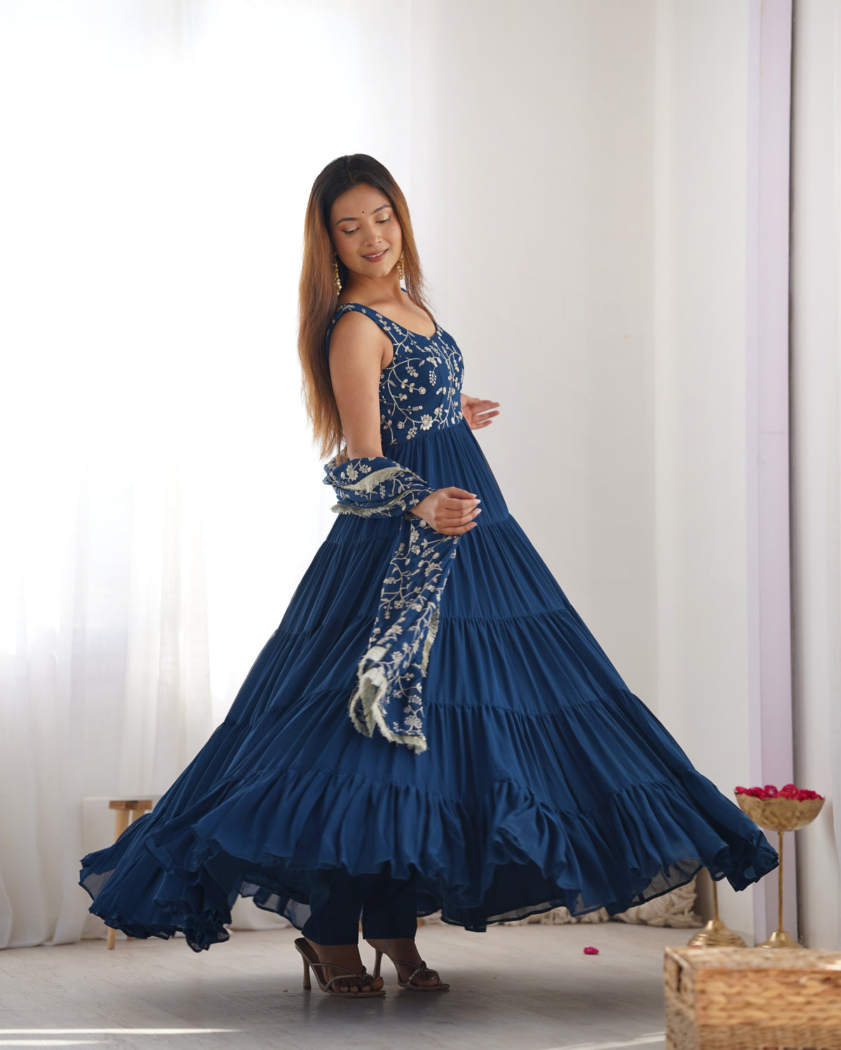 Women’s Embroidered Anarkali Kurta Set with Dupatta | Flared Ethnic Wear for Festive, Wedding & Party Occasions