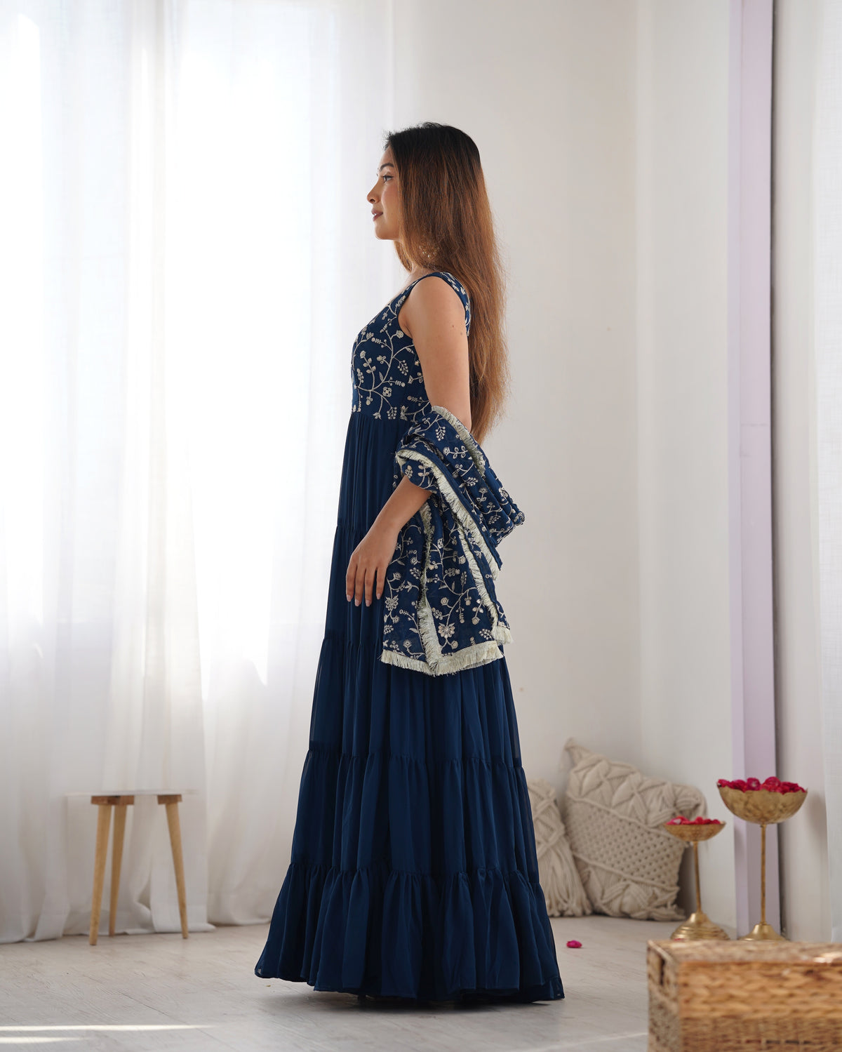 Women’s Embroidered Anarkali Kurta Set with Dupatta | Flared Ethnic Wear for Festive, Wedding & Party Occasions