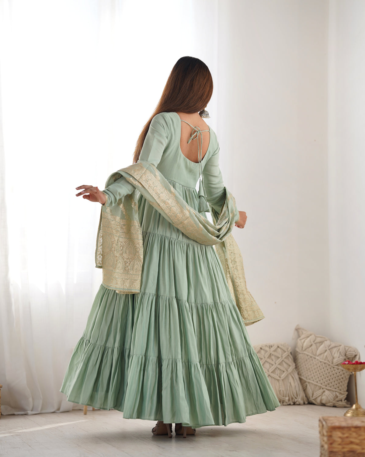 ANVERI TEXTILES Women’s Anarkali Kurta Set with Dupatta | Flared Ethnic Wear Set for Festive, Wedding & Party Occasions