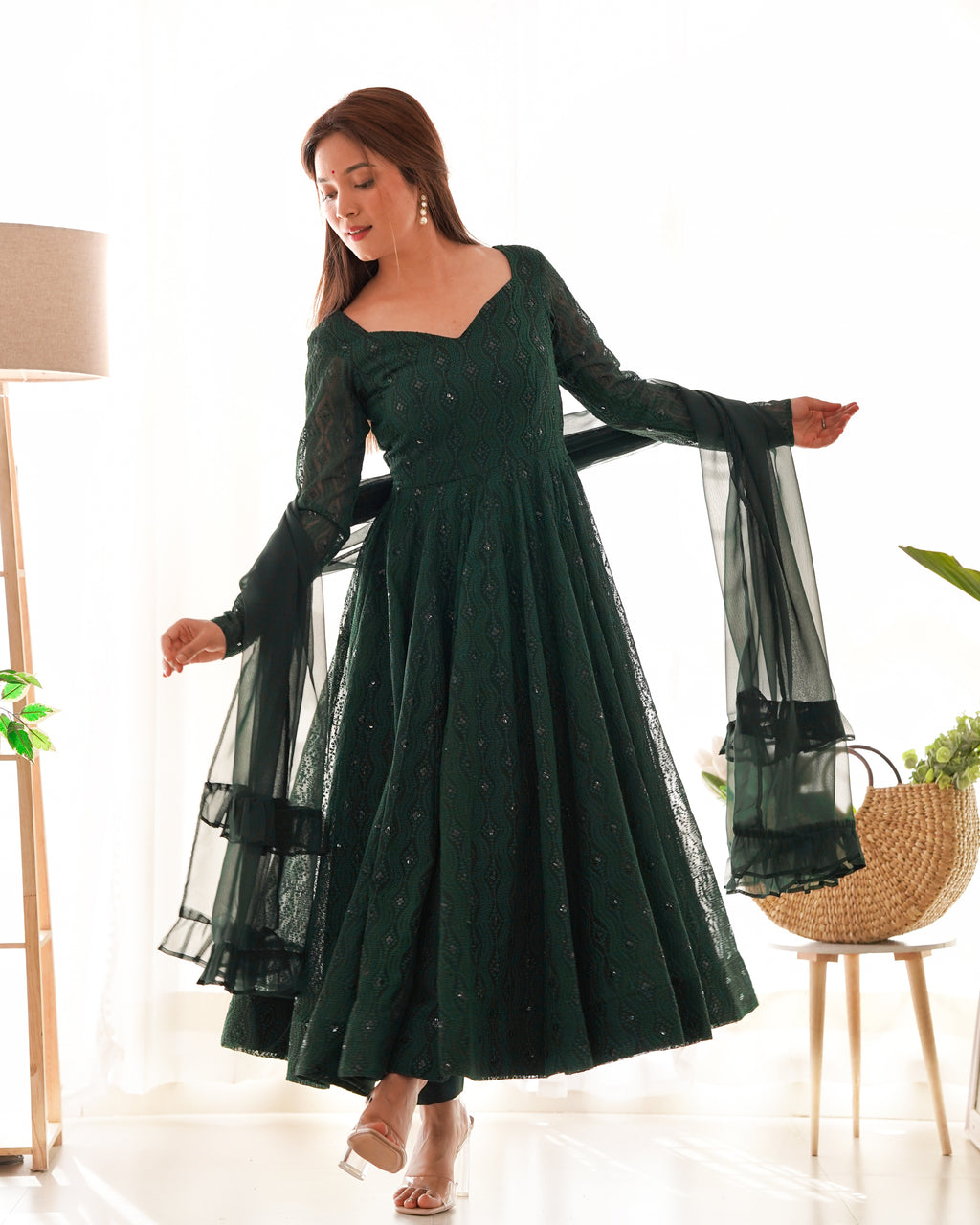 Women’s Elegant Embroidered Anarkali Kurta Set with Dupatta | Ethnic Wear for Festive & Party Occasions