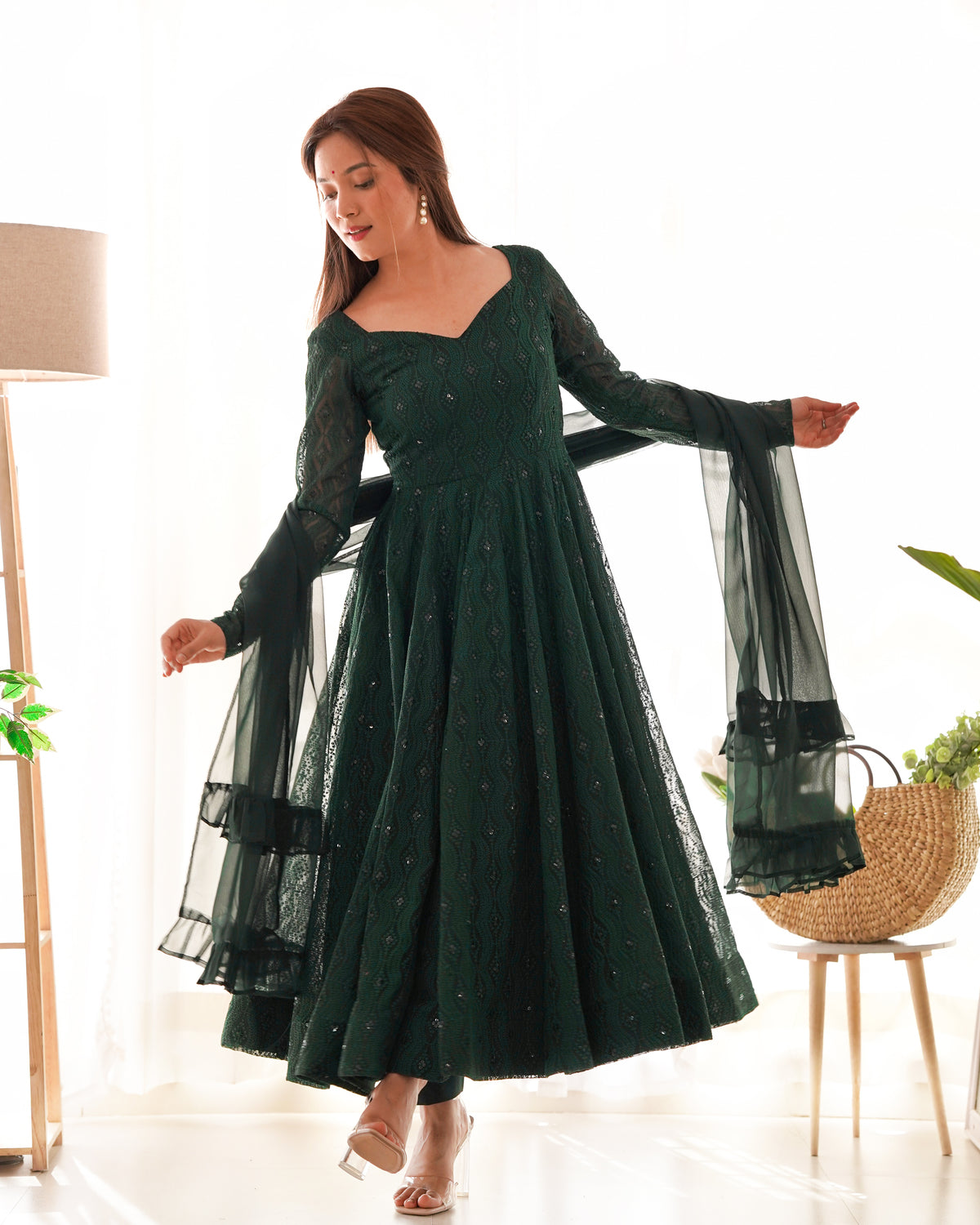 Women’s Elegant Embroidered Anarkali Kurta Set with Dupatta | Ethnic Wear for Festive & Party Occasions