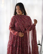 Pure Soft Fox Georgette Anarkali Suit Set With Huge Flair, Dupatta & Pant
