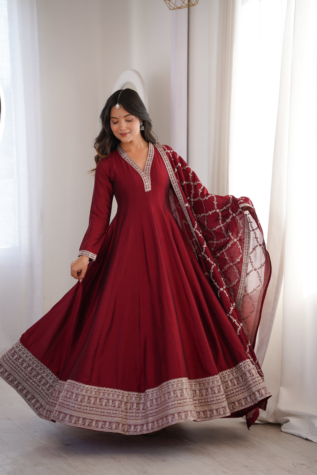 Women’s Elegant Anarkali Kurta Set with Dupatta | Flared Ethnic Dress for Festive, Wedding & Party Wear
