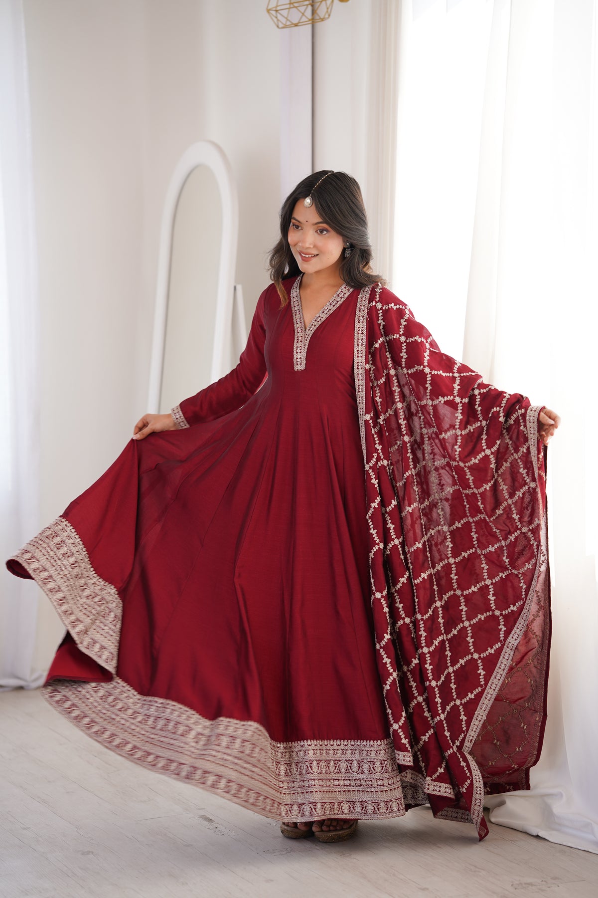 Women’s Elegant Anarkali Kurta Set with Dupatta | Flared Ethnic Dress for Festive, Wedding & Party Wear