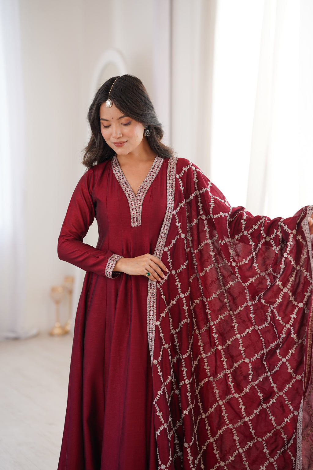 Women’s Elegant Anarkali Kurta Set with Dupatta | Flared Ethnic Dress for Festive, Wedding & Party Wear