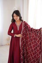 Women’s Elegant Anarkali Kurta Set with Dupatta | Flared Ethnic Dress for Festive, Wedding & Party Wear