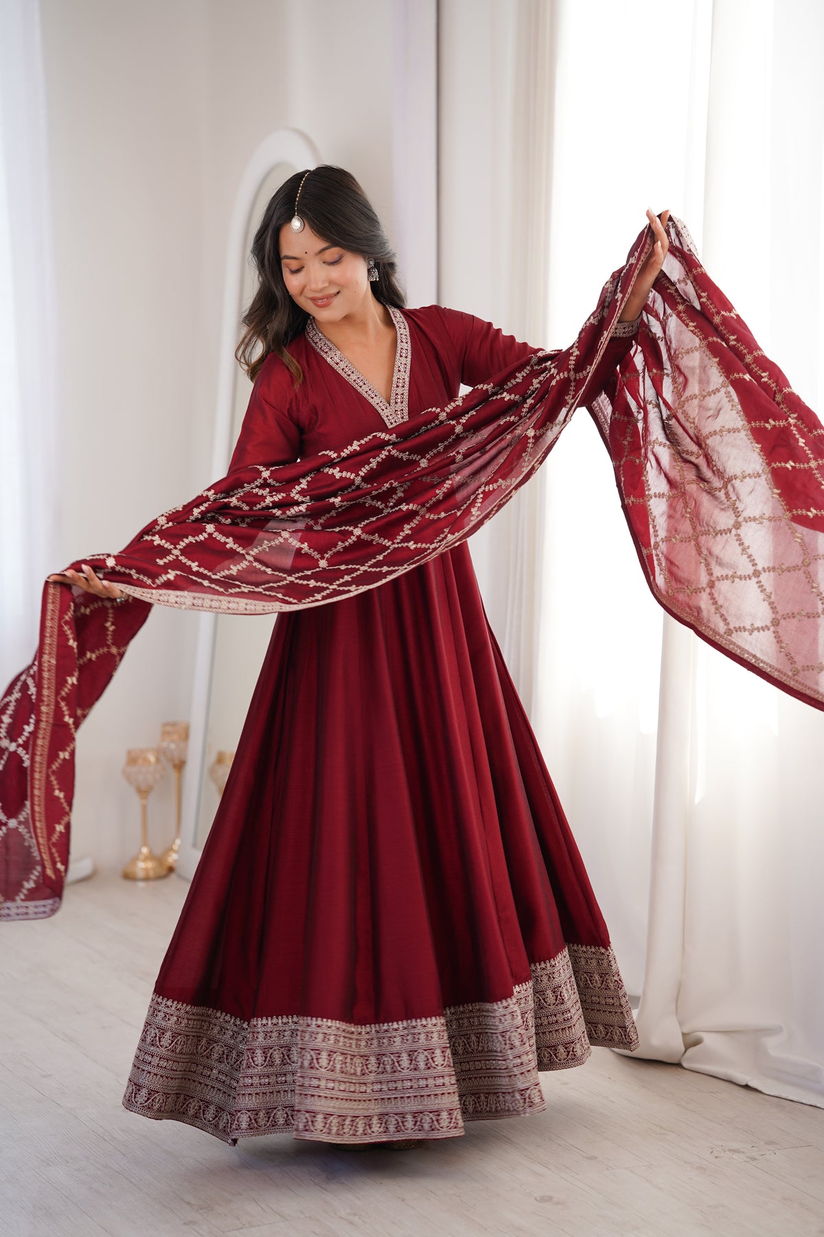 Women’s Elegant Anarkali Kurta Set with Dupatta | Flared Ethnic Dress for Festive, Wedding & Party Wear