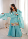 ANVERI TEXTILES Women’s Embroidered Cotton Blend Kurta Set with Dupatta | Ethnic Three Piece Suit for Festive & Party Wear