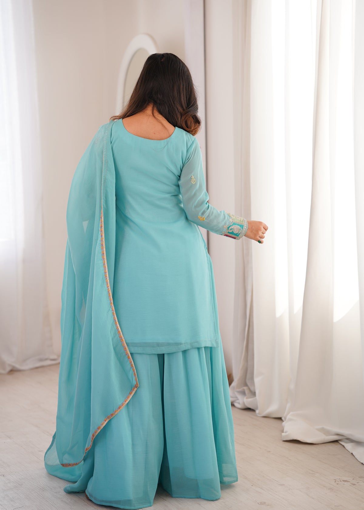 ANVERI TEXTILES Women’s Embroidered Cotton Blend Kurta Set with Dupatta | Ethnic Three Piece Suit for Festive & Party Wear