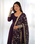Pure Soft Fox Georgette Full Flair Gown Set With Dupatta & Pant