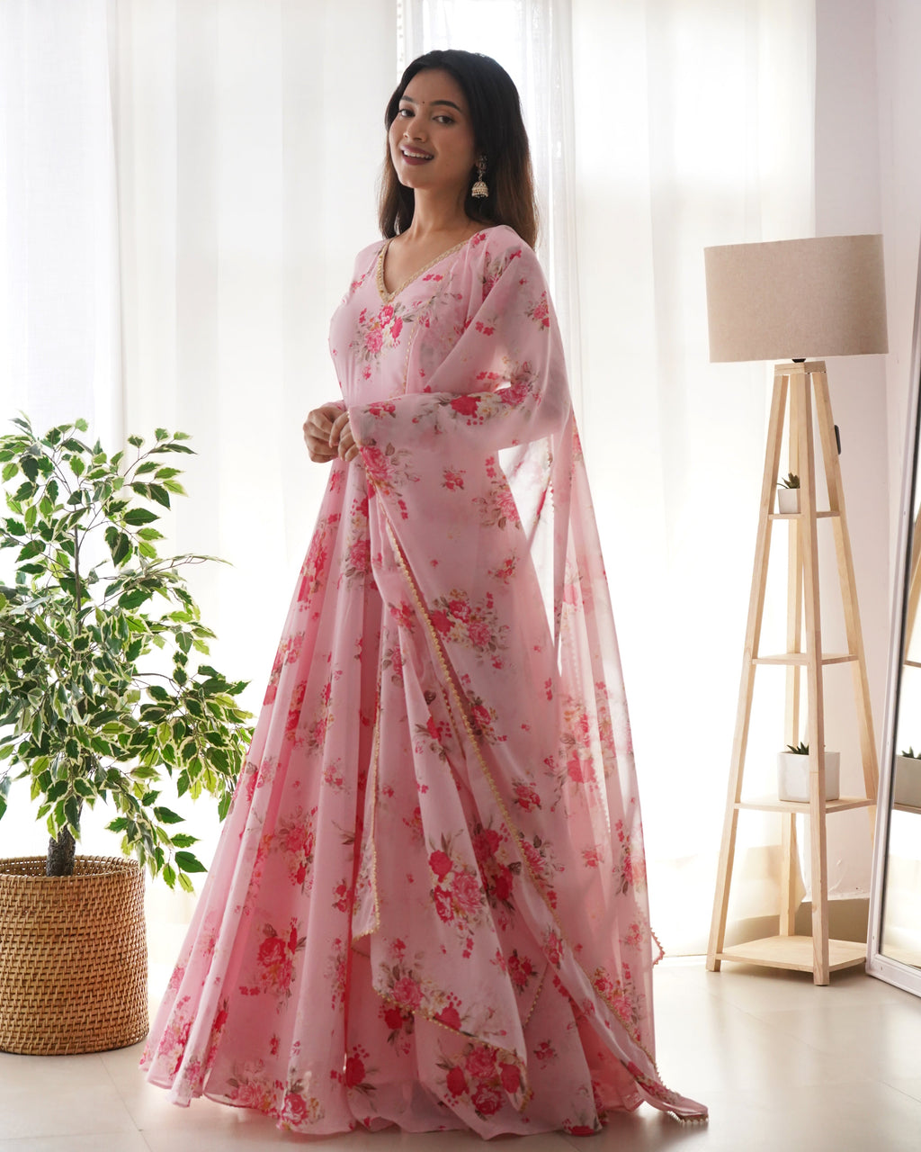 Pure Soft Fox Georgette Anarkali Suit Set With Huge Flair & Dupatta