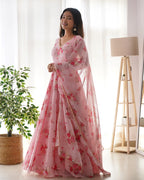Pure Soft Fox Georgette Anarkali Suit Set With Huge Flair & Dupatta
