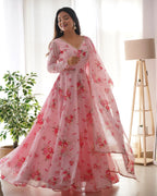 Pure Soft Fox Georgette Anarkali Suit Set With Huge Flair & Dupatta