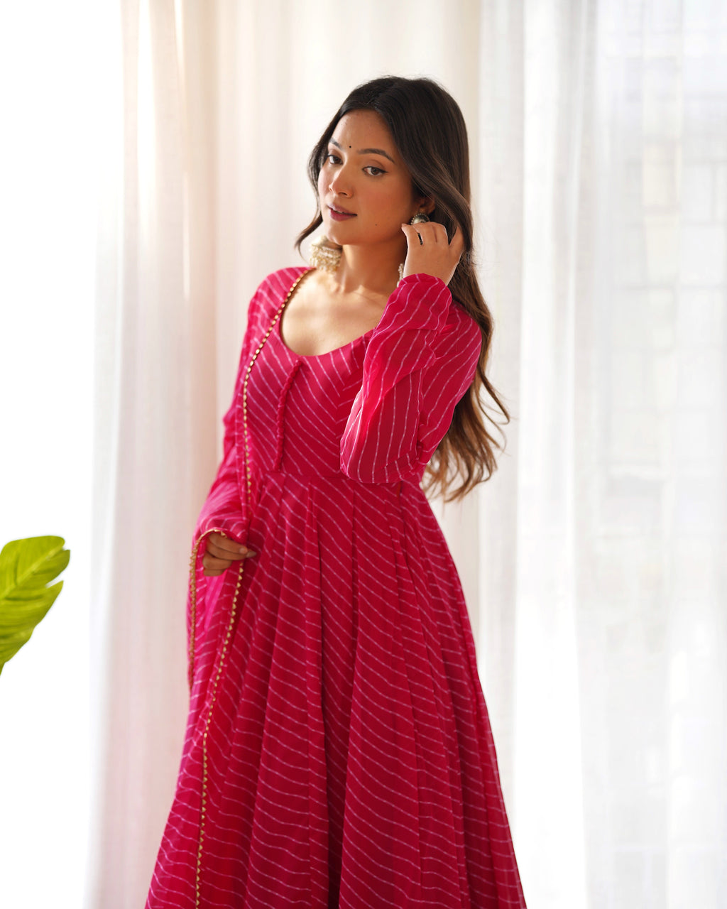 Pure Soft Fox Georgette Anarkali Suit Set With Huge Flair, Dupatta & Pant