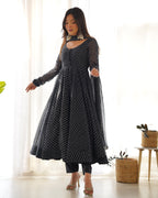 Pure Soft Fox Georgette Anarkali Suit Set With Huge Flair, Dupatta & Pant