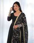 Pure Soft Fox Georgette Full Flair Gown Set With Dupatta & Pant