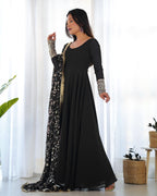 Pure Soft Fox Georgette Full Flair Gown Set With Dupatta & Pant