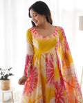 Pure Soft Organza Anarkali Suit Set With Huge Flair, Dupatta & Pant