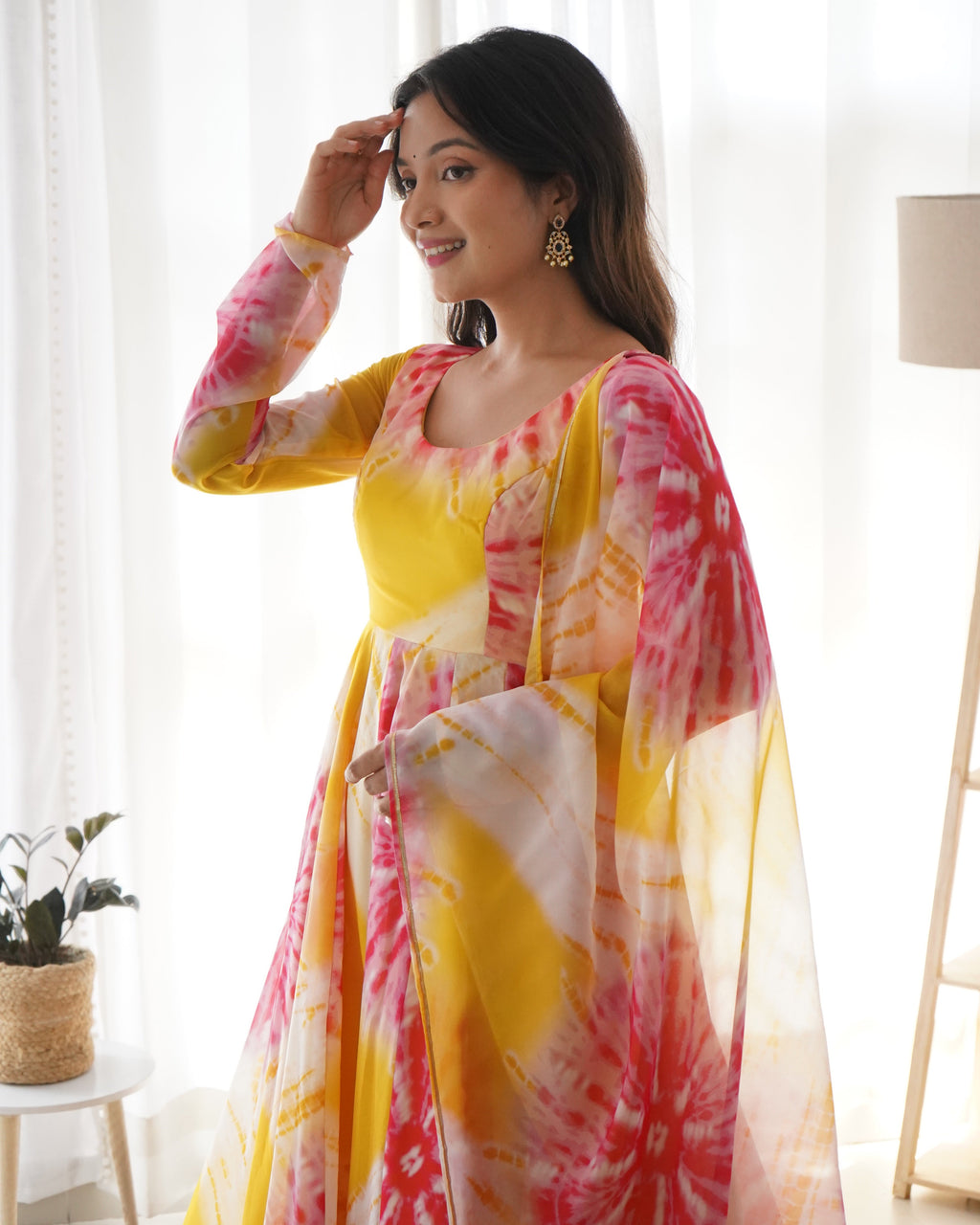 Pure Soft Organza Anarkali Suit Set With Huge Flair, Dupatta & Pant
