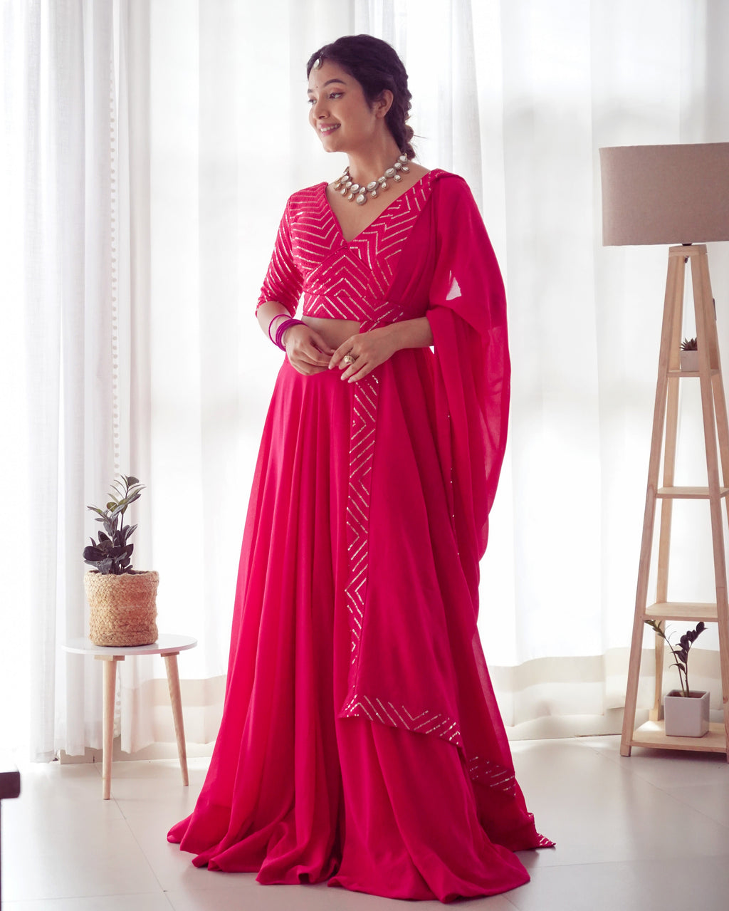 Pure Soft Fox Georgette Fabric Lehenga Set With Huge Flair & Dupatta