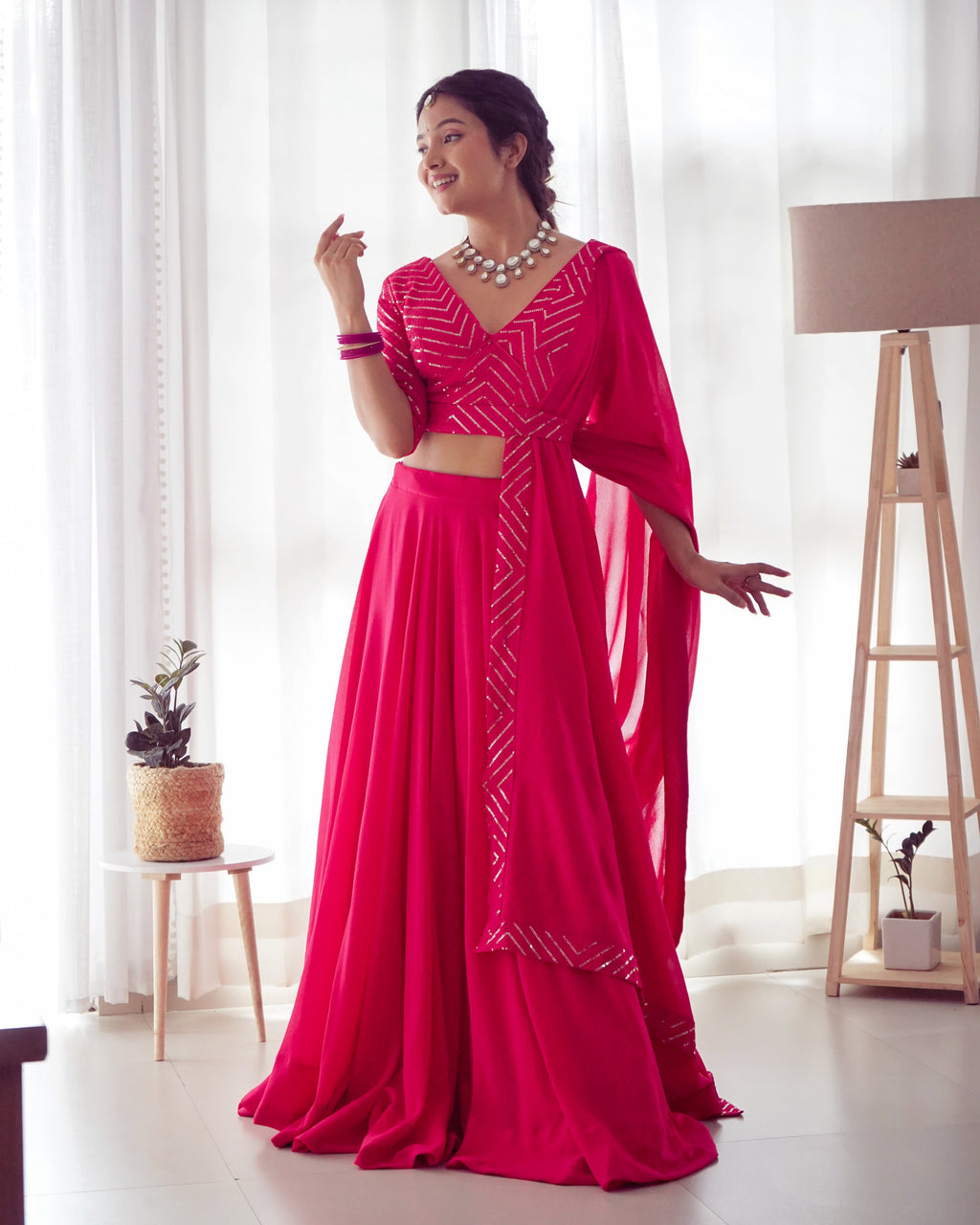 Pure Soft Fox Georgette Fabric Lehenga Set With Huge Flair & Dupatta