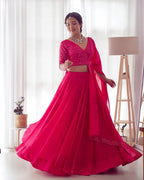 Pure Soft Fox Georgette Fabric Lehenga Set With Huge Flair & Dupatta